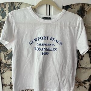 Zara White Woman's Cropped Tee Size L